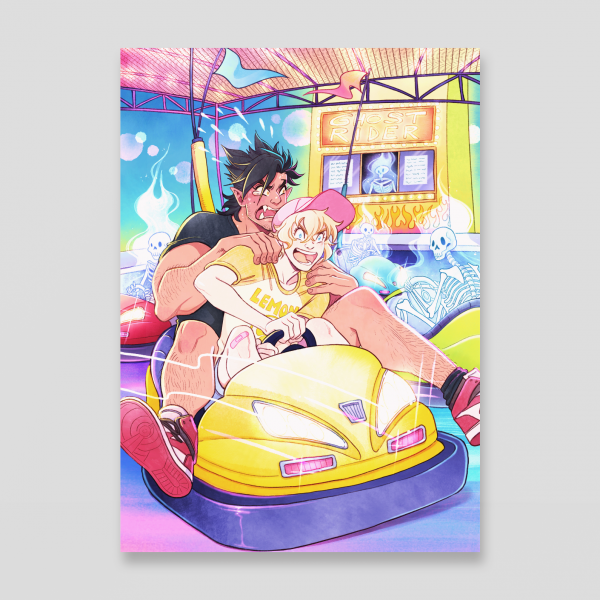 Full Moon Panic! postcard - Bumping cars